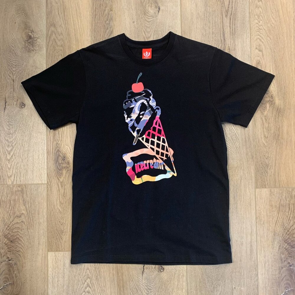 NEW ICECREAM Cucumber Short Sleeve T-Shirt - Size Medium - 100% Cotton (Black)